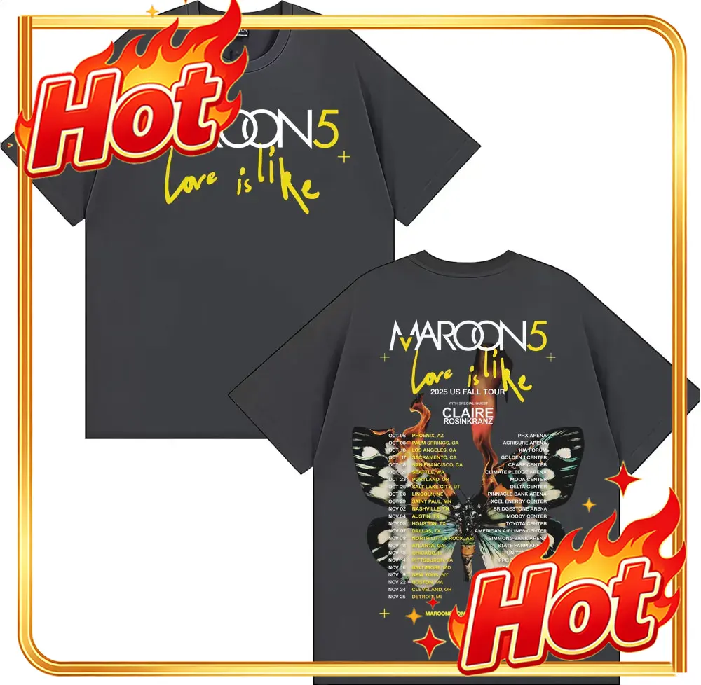 Street Fashion Men 2025 - Kaos Band Maroon 5 Love Is