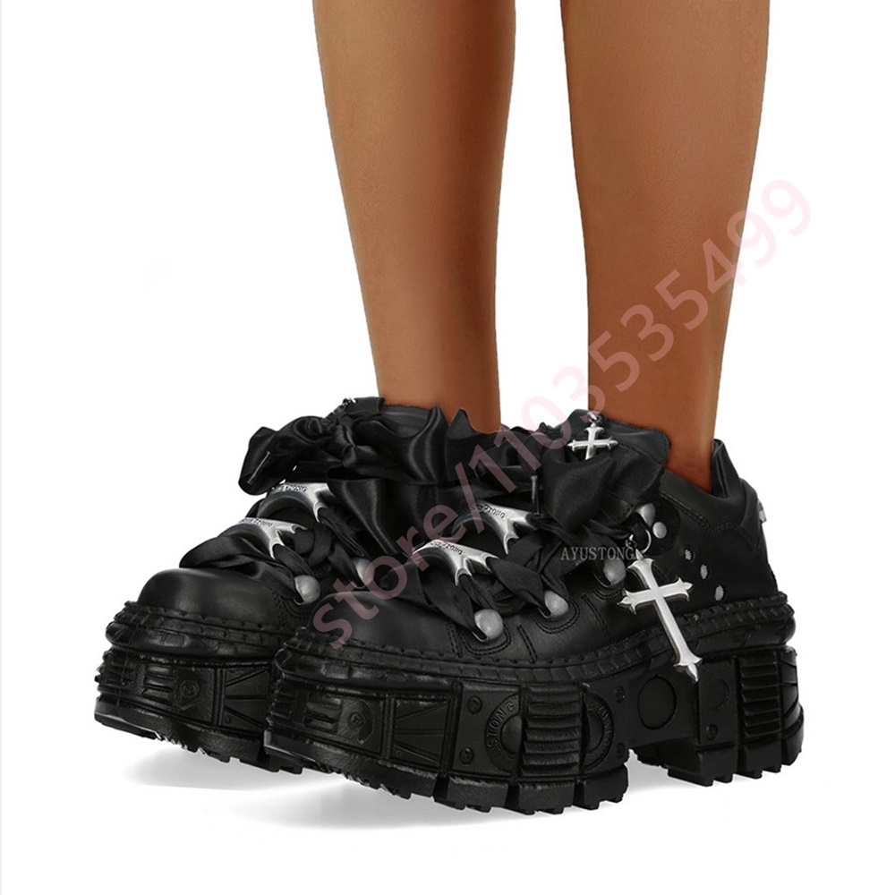 Street Fashion Y2K - Sepatu Boots Chunky Punk Metal Rivet